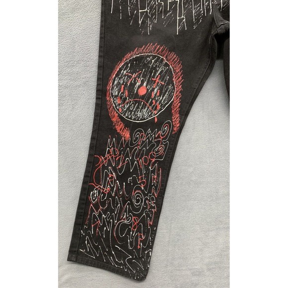 Vtg Lee 1889 Denim Jeans Men's 40 X 30 Black Half Wayzz Calouge Art Tagged Pants - Picture 11 of 16